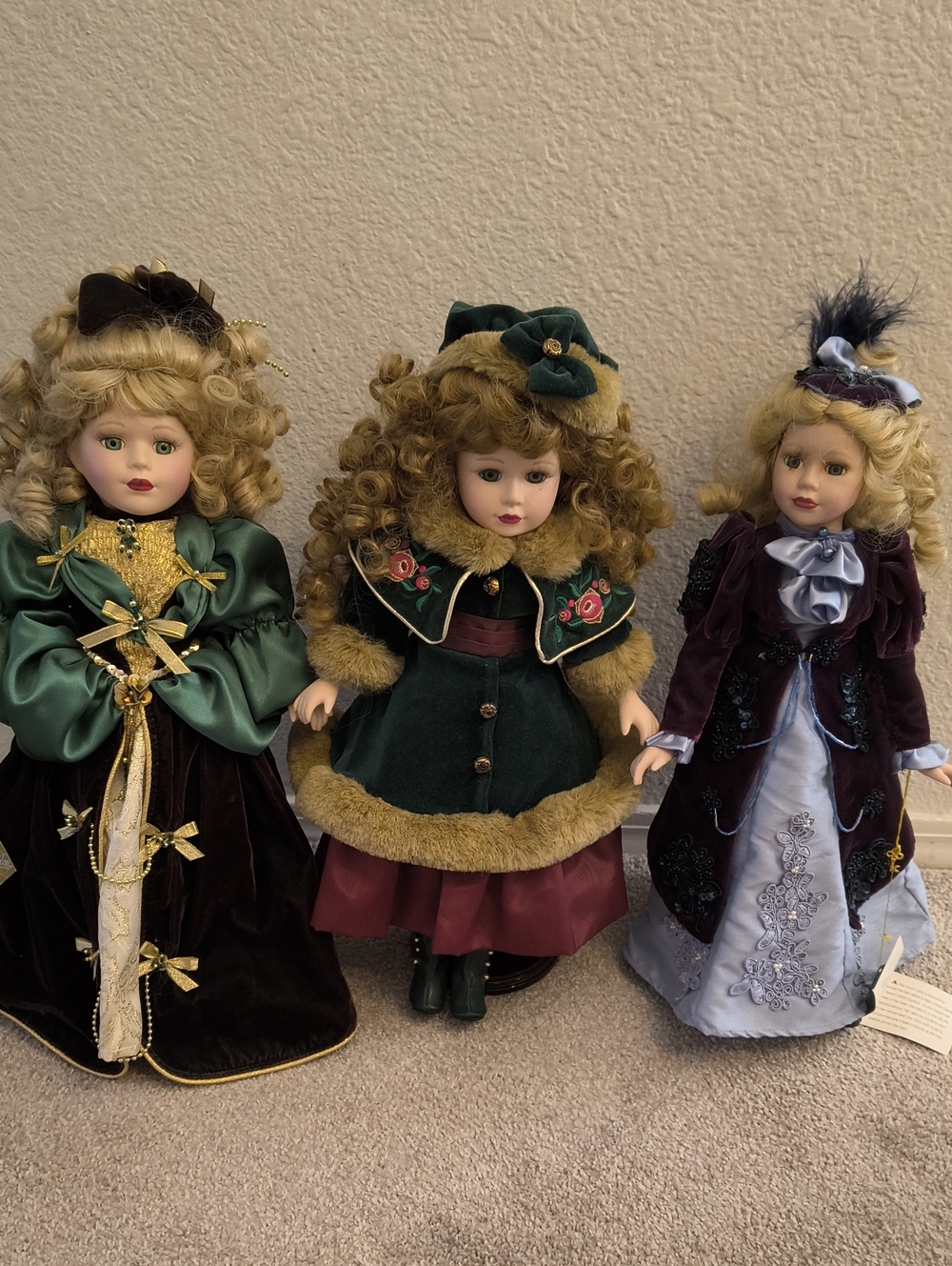 Three-Vintage Porcelain Dolls W/Stand From BK Camellia Garden, Orient Express